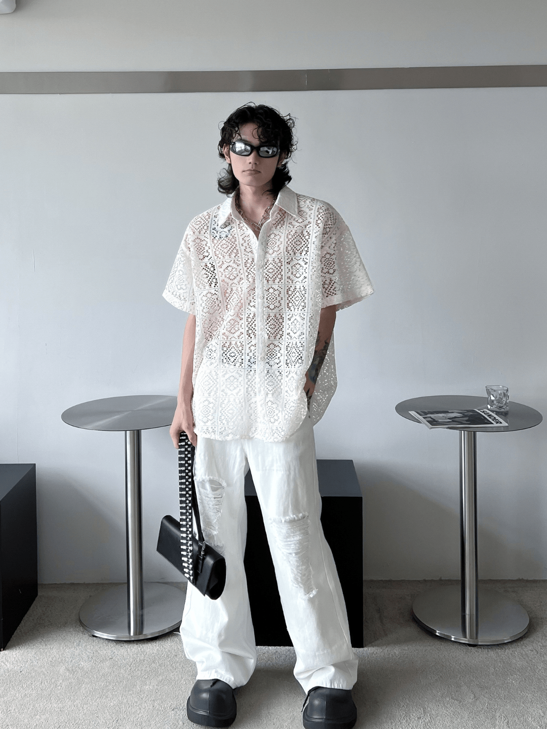 hollow design sense loose shirts st1791