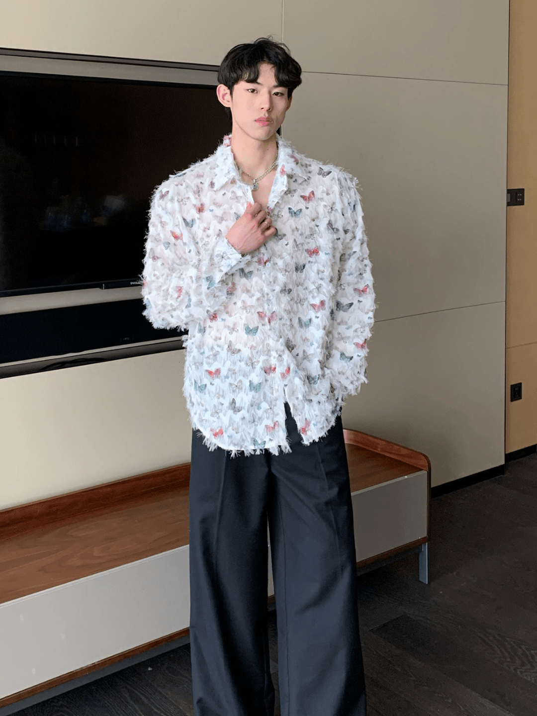 [CUIBUJU] Butterfly Design Shirt st2056