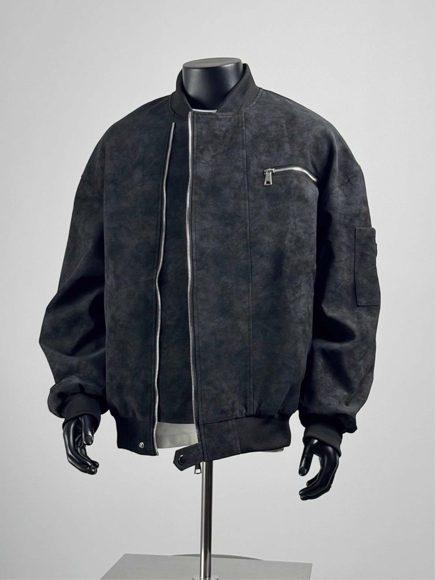 [TANCCHUI] LOOSE STAND-COLLAR MOTO JACKET st5038