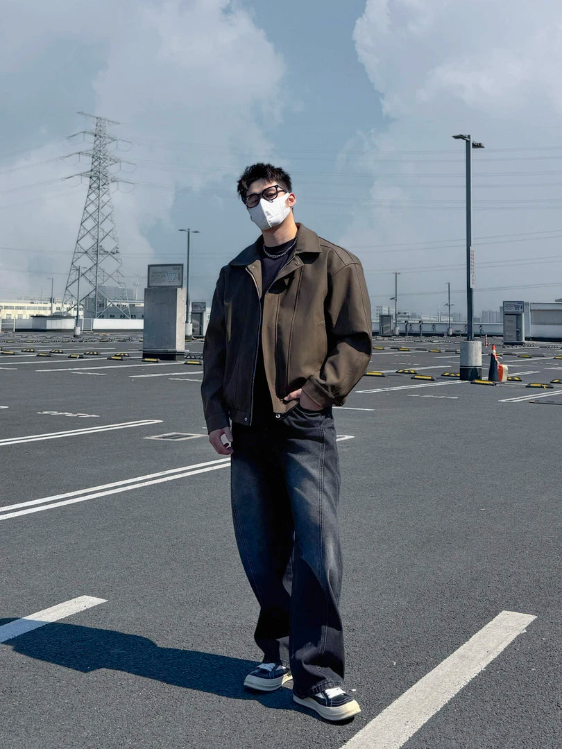 Gefärbte Harrington-Jacke aus Kunstleder EHW5001 