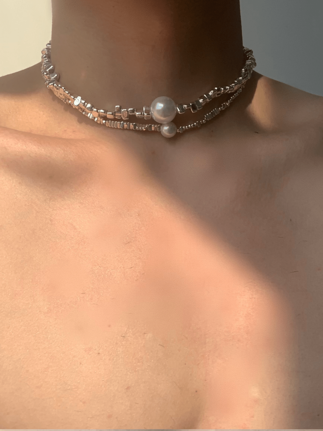 pearl jewelry simple silver necklace st2297