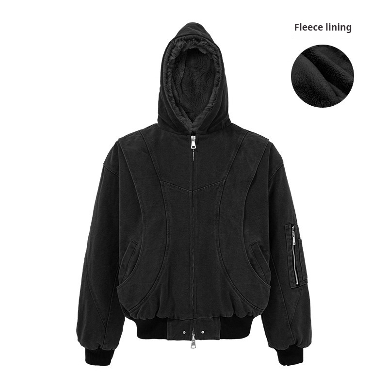 Spring and Autumn Guochao American High Street Vintage Detroit Jacket Trendy Brand Hooded Jacket Men and Women