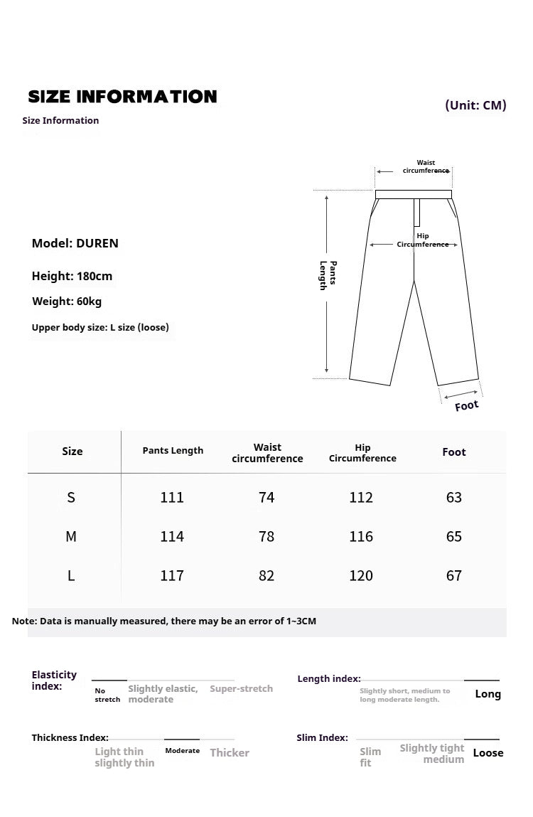 Old polished jeans men's summer street heavy design sense reversed waist wide-leg pants