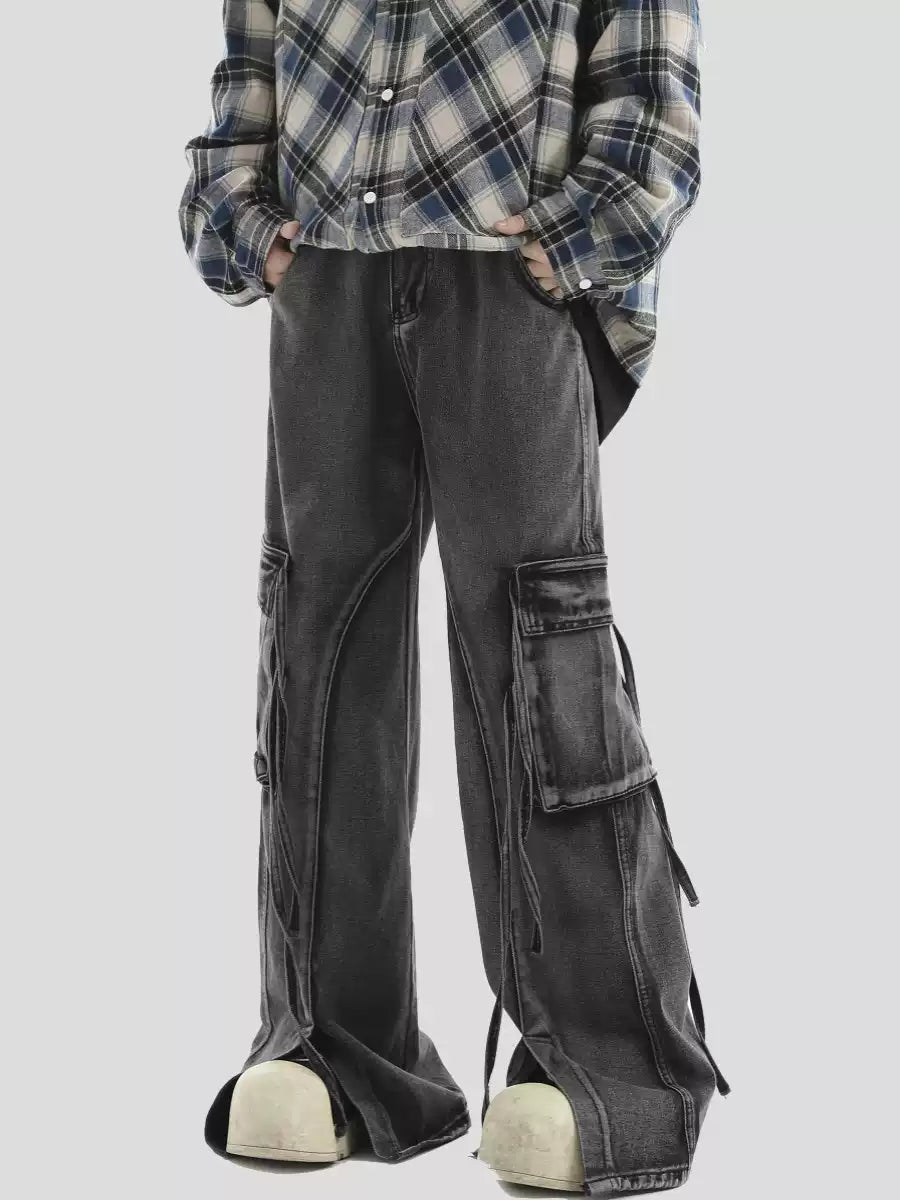 [INSstudios] Lange Jeans mit vielen Taschen, lockerem Sitz und geradem Bein ST1210 