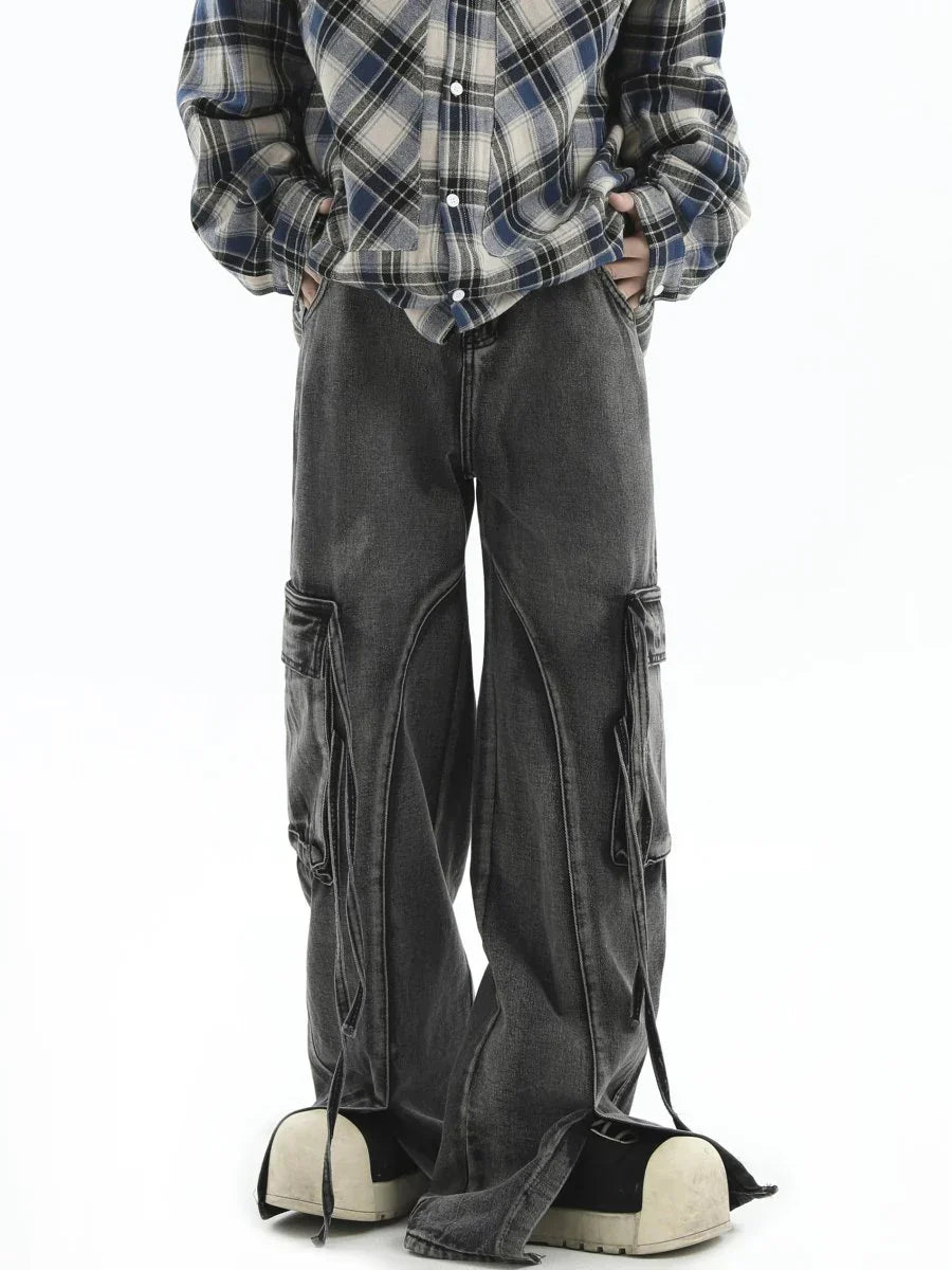 [INSstudios] Lange Jeans mit vielen Taschen, lockerem Sitz und geradem Bein ST1210 