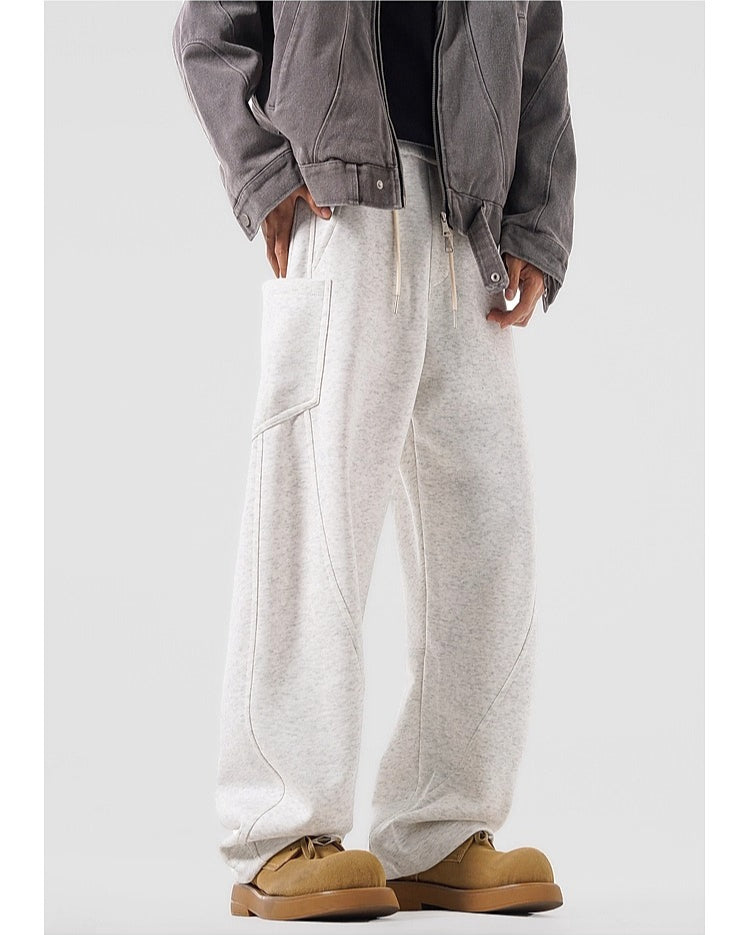 American heavy cleanfit solid color sweatpants men's trendy brand loose drape tooling casual pants SIN0897