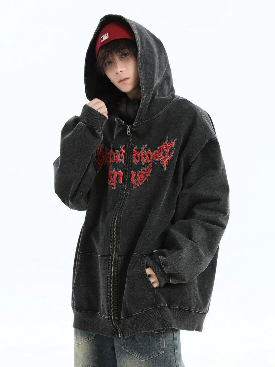 [INSstudios] GOTHIC LETTER LOGO DENIM JACKET ST1248