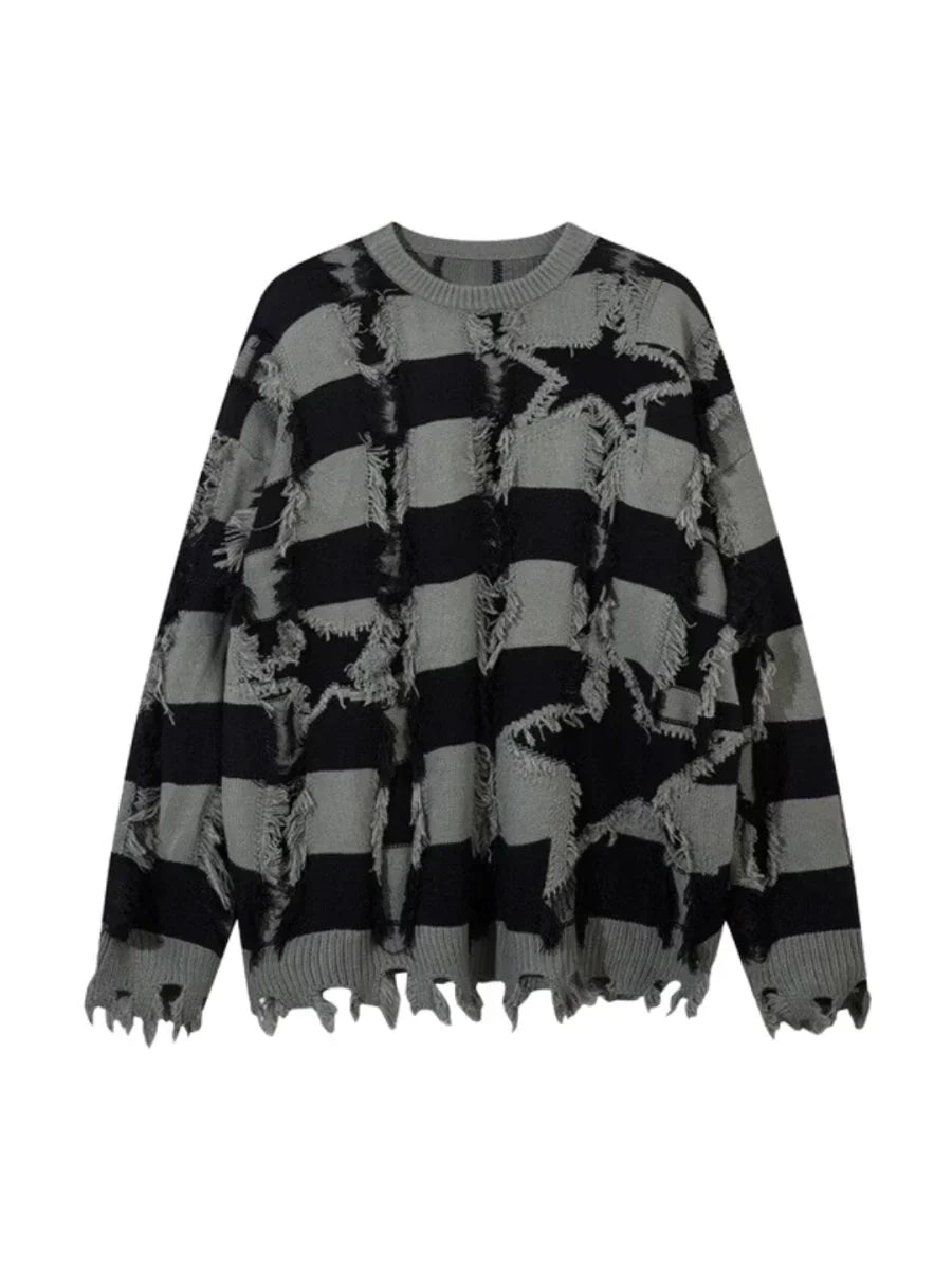 [MZ] 구멍 무늬 스트라이프 캐주얼 니트웨어 ST1046