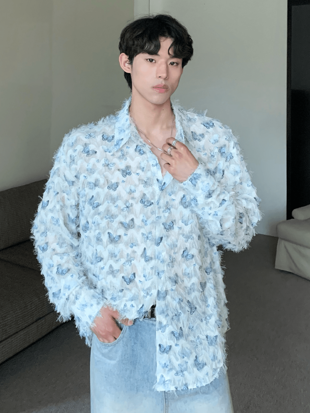 [CUIBUJU] Butterfly Design Shirt st2056