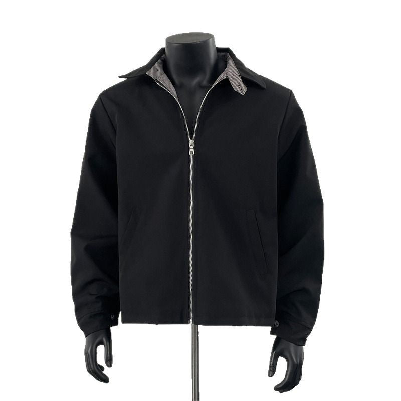 [플랫룸] 클린핏 체크무늬 칼라 지퍼 재킷 st5010