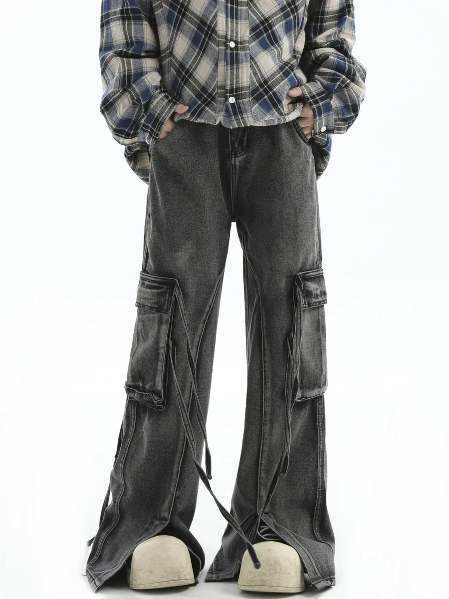 [INSstudios] Lange Jeans mit vielen Taschen, lockerem Sitz und geradem Bein ST1210 