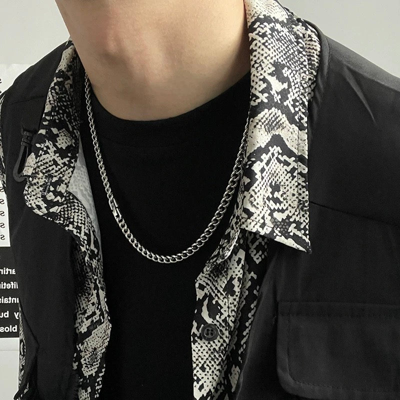 [STEP BL_CK] TITANIUM-STEEL CUBAN LINK NECKLACE st5059