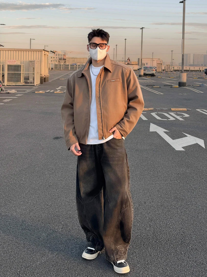 AMERICAN PILOT JACKET CASUAL OVERSIZED ZIP-UP COAT EHW5007