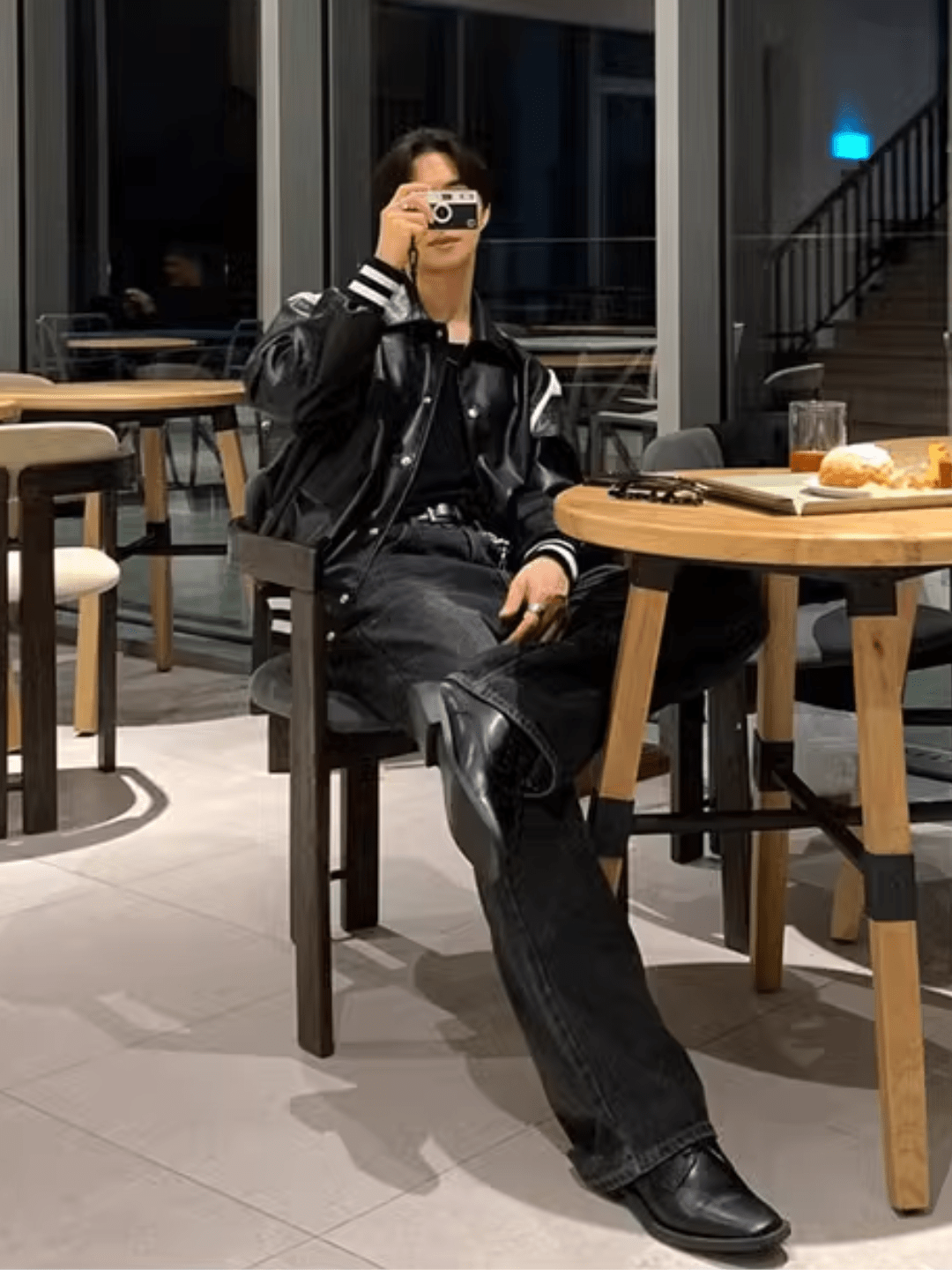 [MRCYC] Schwarze und weiße koreanische Version PU-Lederjacke ST1685