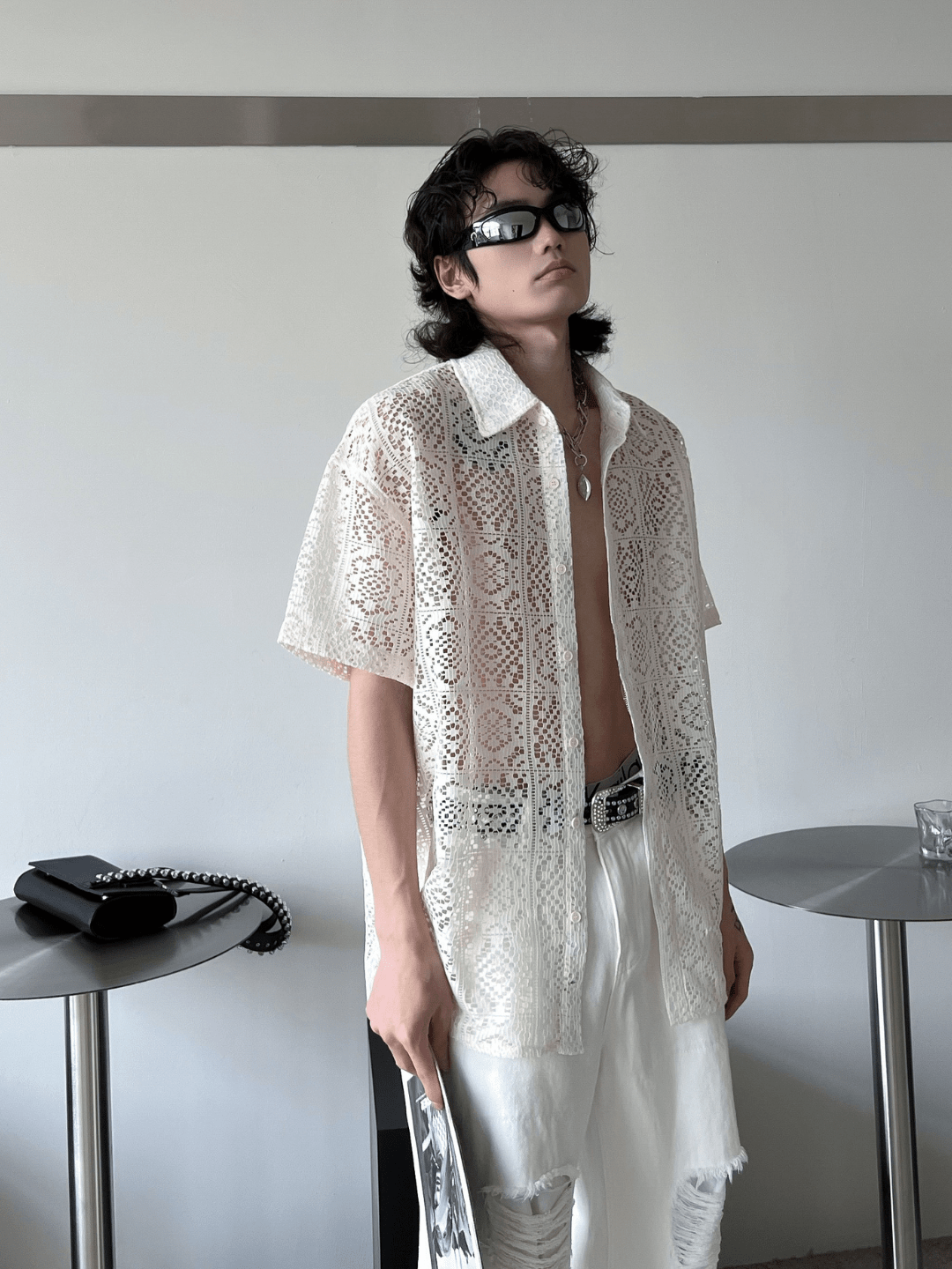 hollow design sense loose shirts st1791