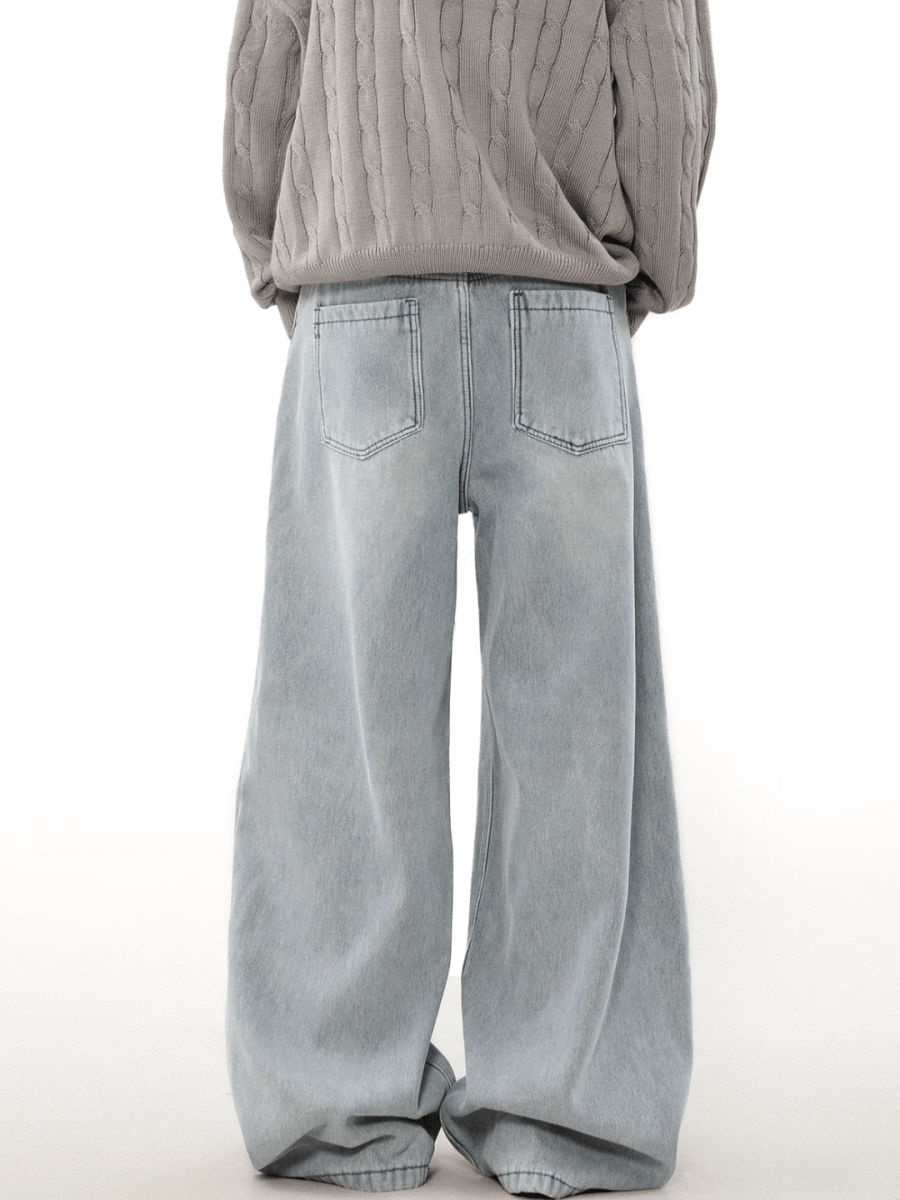 [MRNEARLY] Loose Straight Washed Jeans ST2847