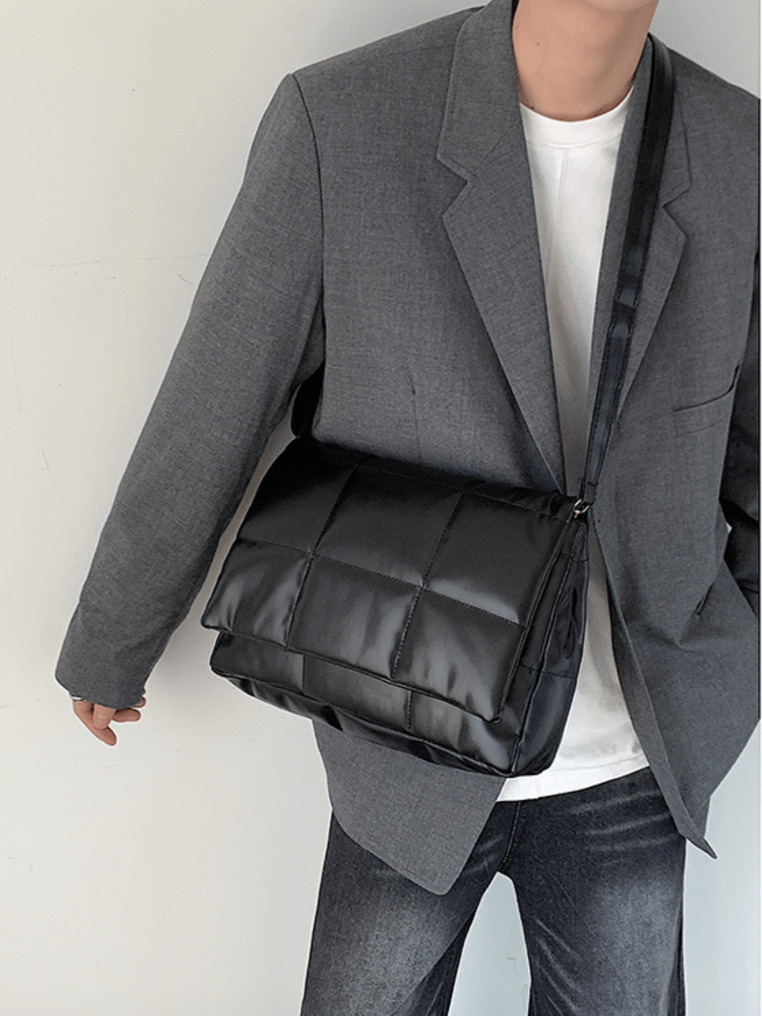 silk filling leather crossbody messenger bag st1867