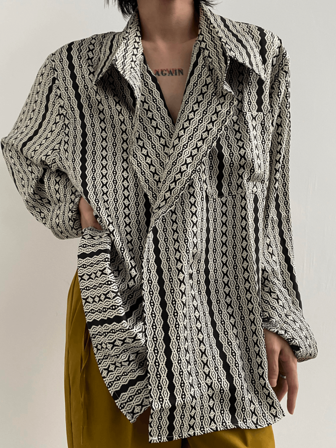 [GENESISBOY] 실크 드레이프 루즈핏 셔츠 st1310 