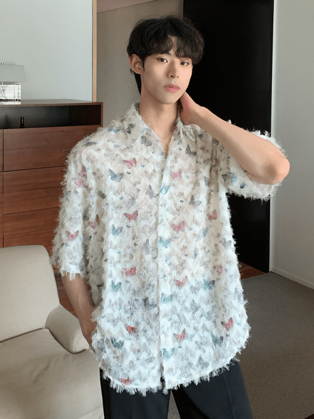 [CUIBUJU] Butterfly Design Shirt st2056