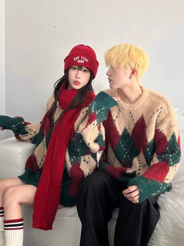 [플랫룸] 아가일 커플 니트 스웨터 ST2063 