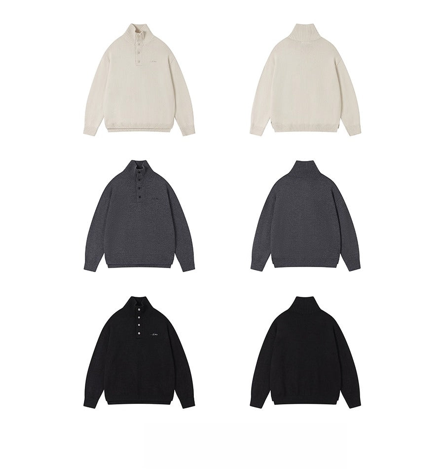 Warm turtleneck sweater men's embroidery lazy couple outfit SIN0801