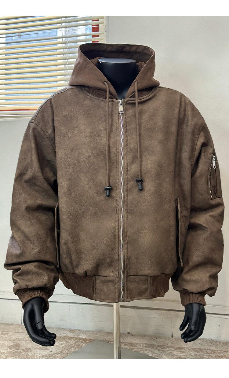 OVERSIZED HOODED BOMBER JACKET-STREETWEAR COAT WITH UTILITY POCKET EHW5009