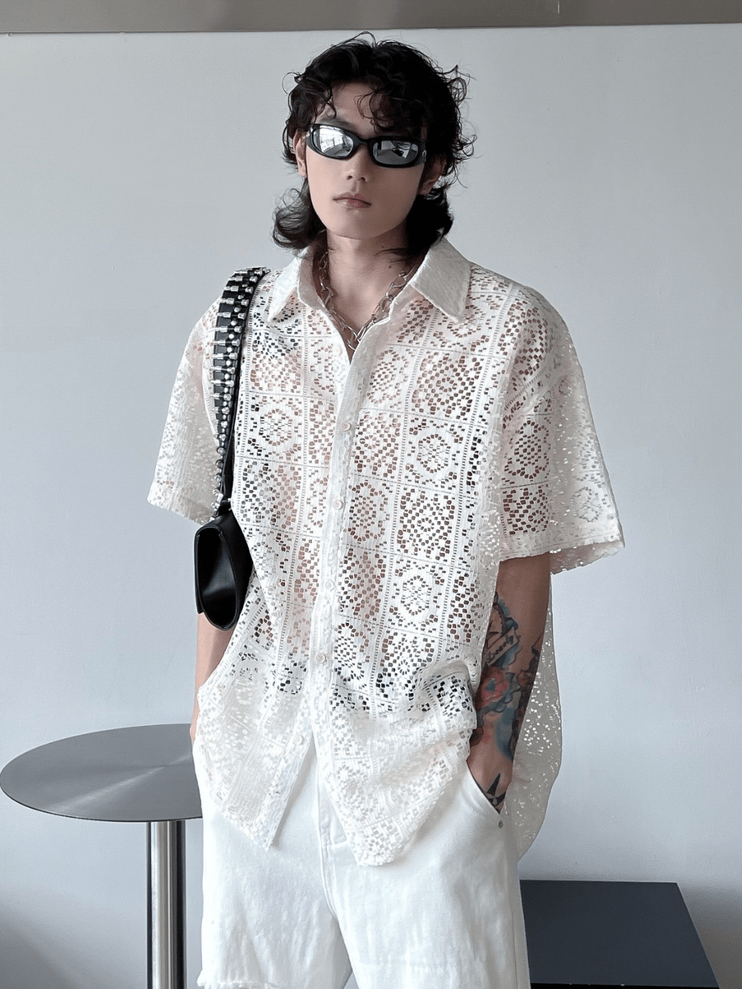 hollow design sense loose shirts st1791