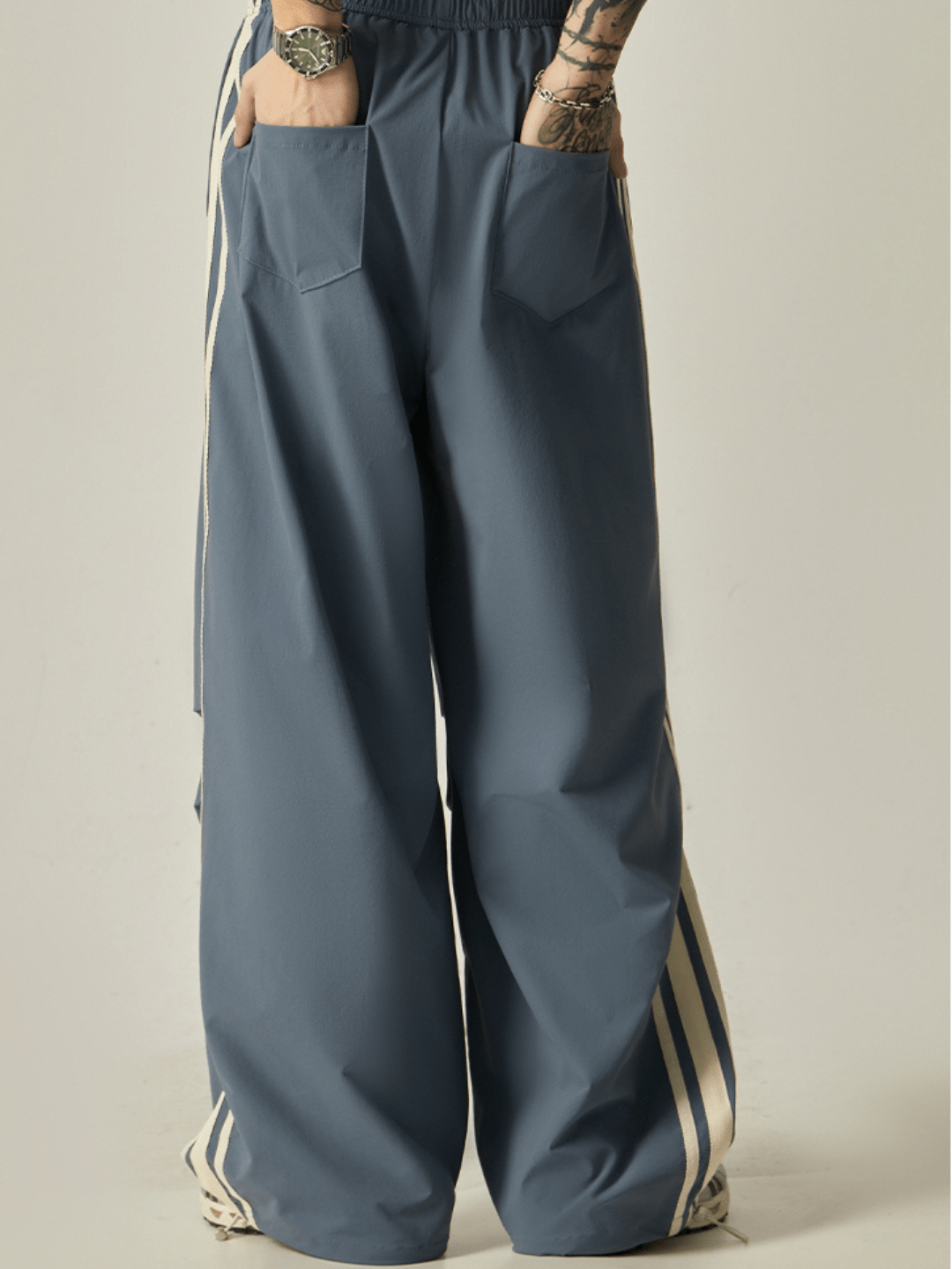 Striped loose wide-leg casual pants st2237