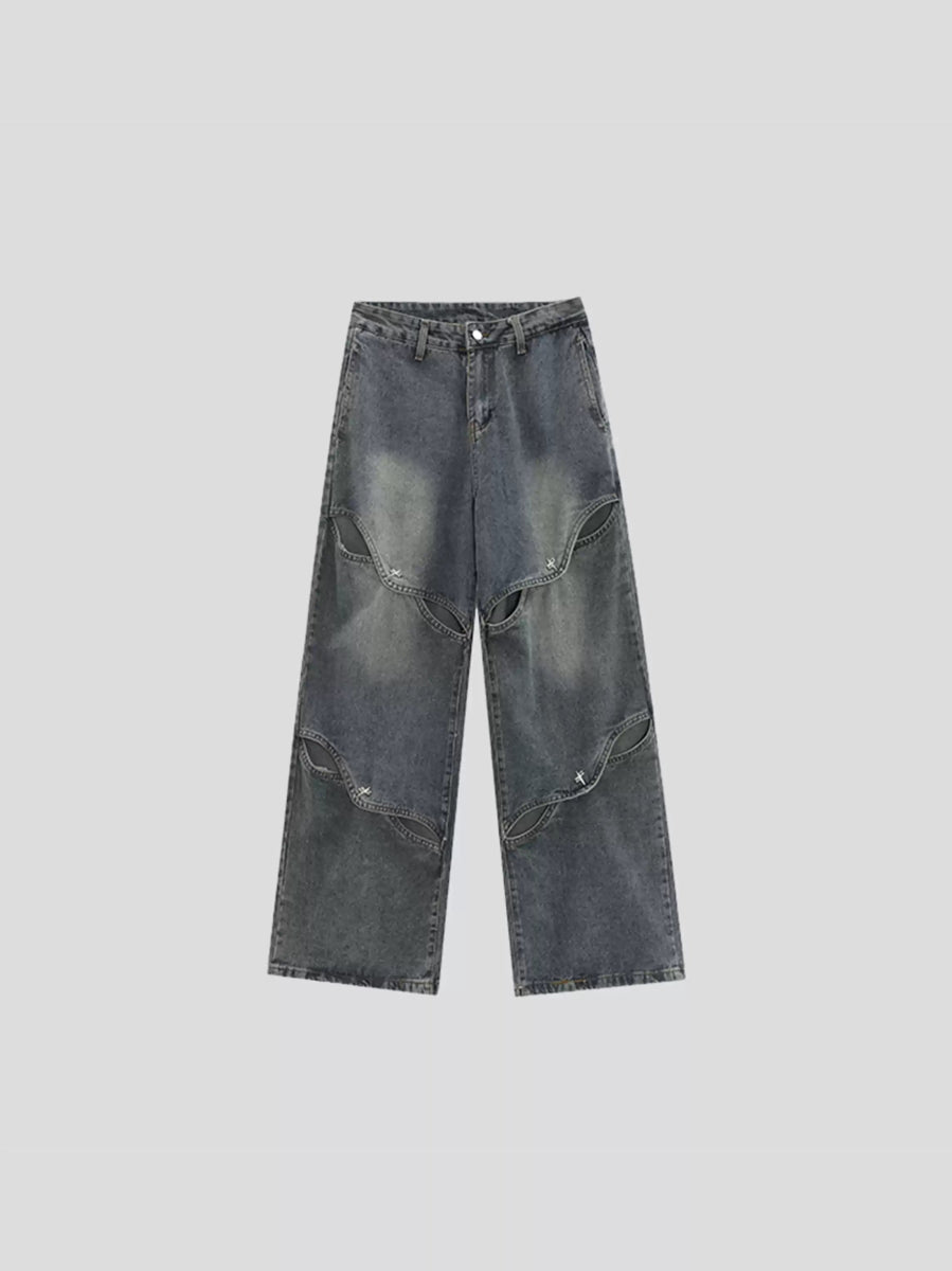 [INSstudios] METAL HOLE BREAKING JEANS ST1231