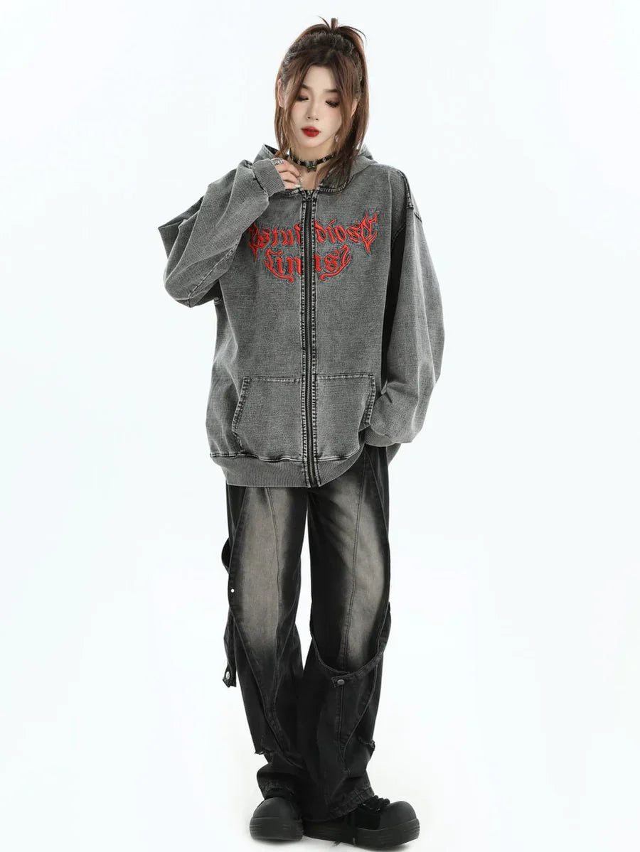 [INSstudios] GOTHIC LETTER LOGO DENIM JACKET ST1248