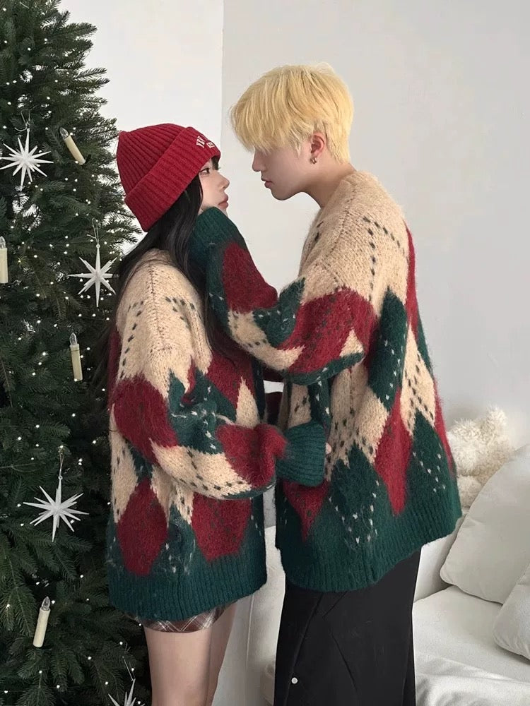 [플랫룸] 아가일 커플 니트 스웨터 ST2063 