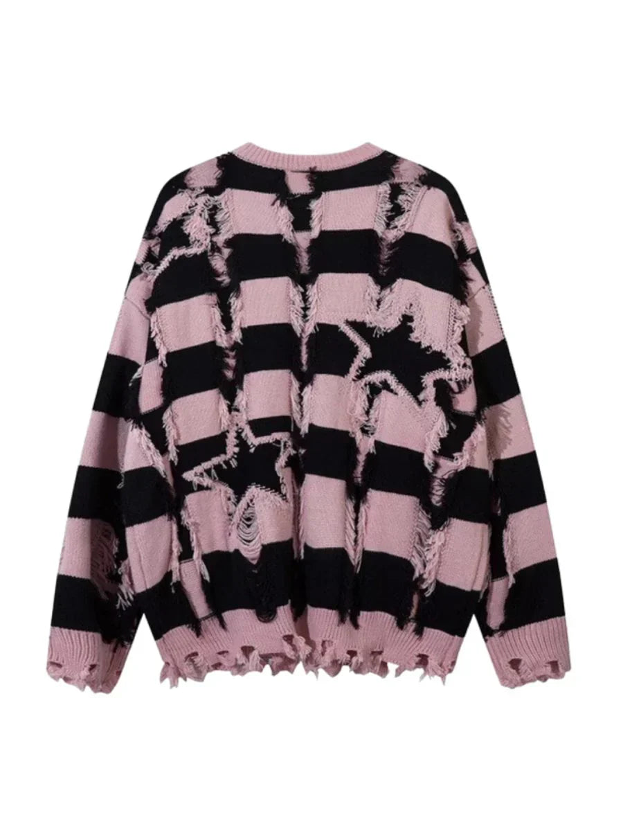 [MZ] 구멍 무늬 스트라이프 캐주얼 니트웨어 ST1046