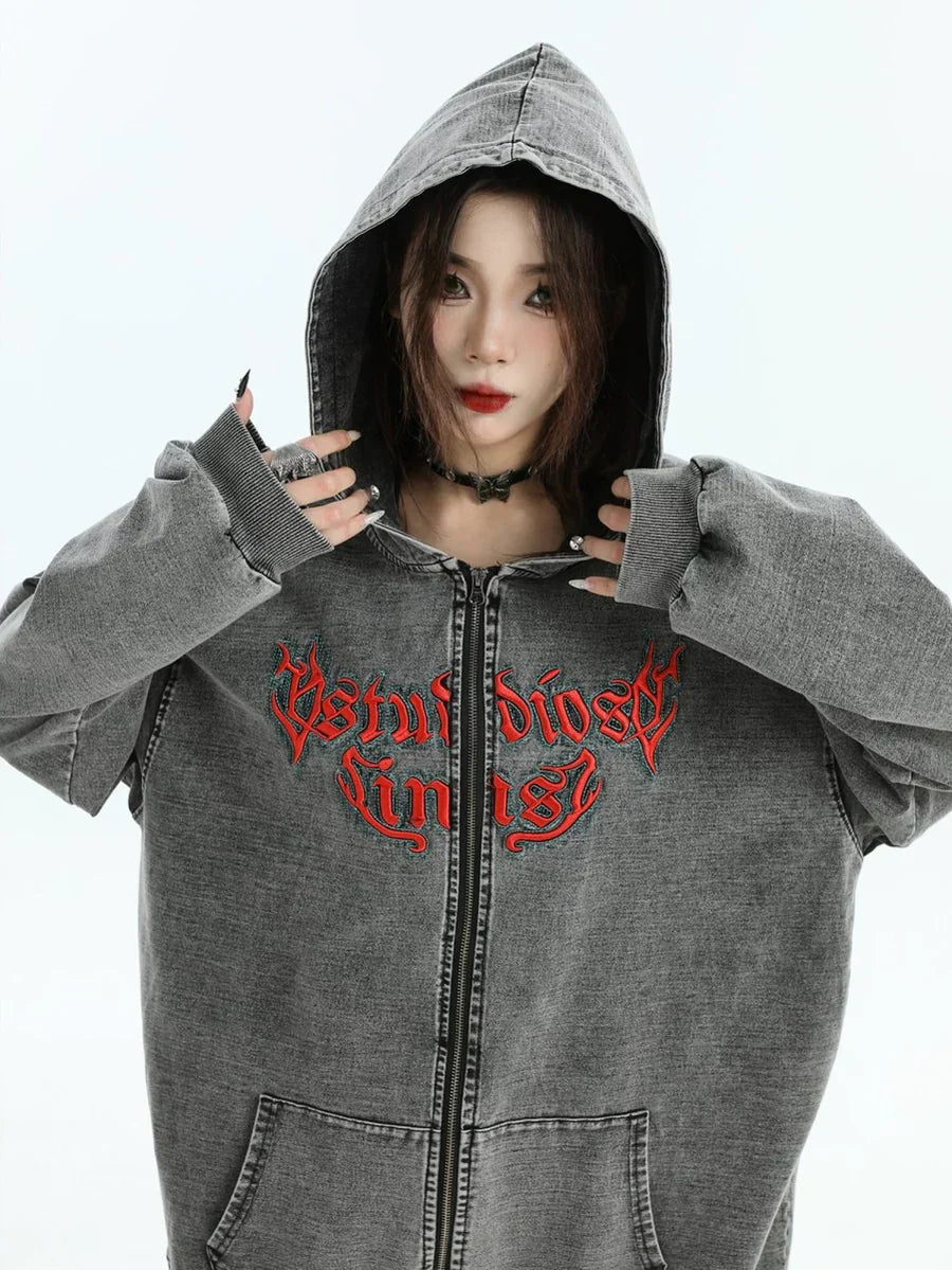 [INSstudios] GOTHIC LETTER LOGO DENIM JACKET ST1248