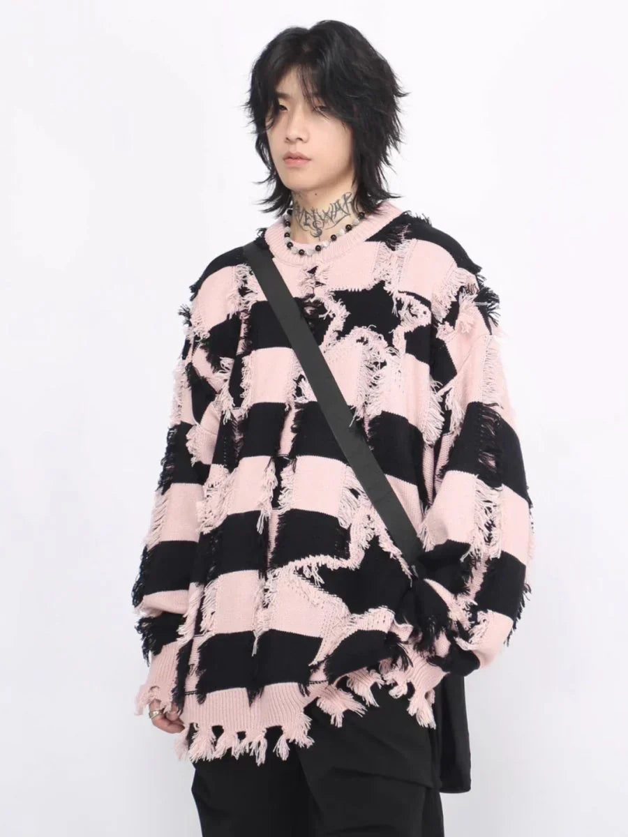 [MZ] 구멍 무늬 스트라이프 캐주얼 니트웨어 ST1046