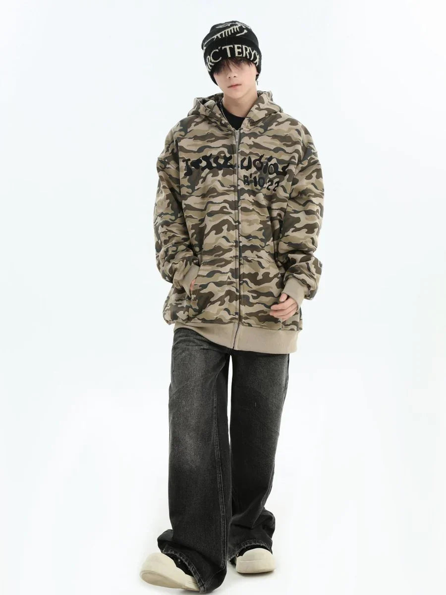 [INSstudios] FULL PRINT CAMOUFLAGE JACKET ST1251