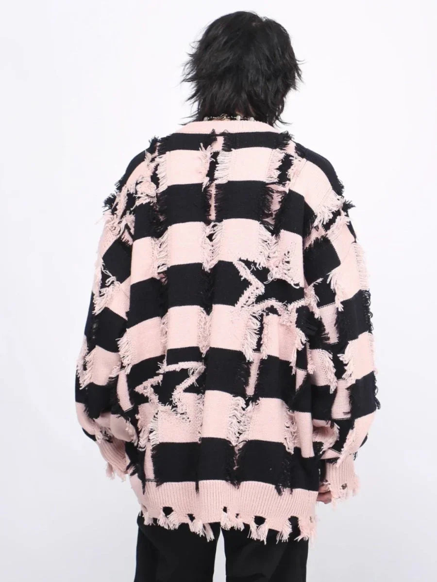 [MZ] 구멍 무늬 스트라이프 캐주얼 니트웨어 ST1046