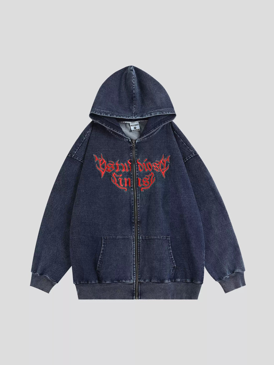 [INSstudios] GOTHIC LETTER LOGO DENIM JACKET ST1248