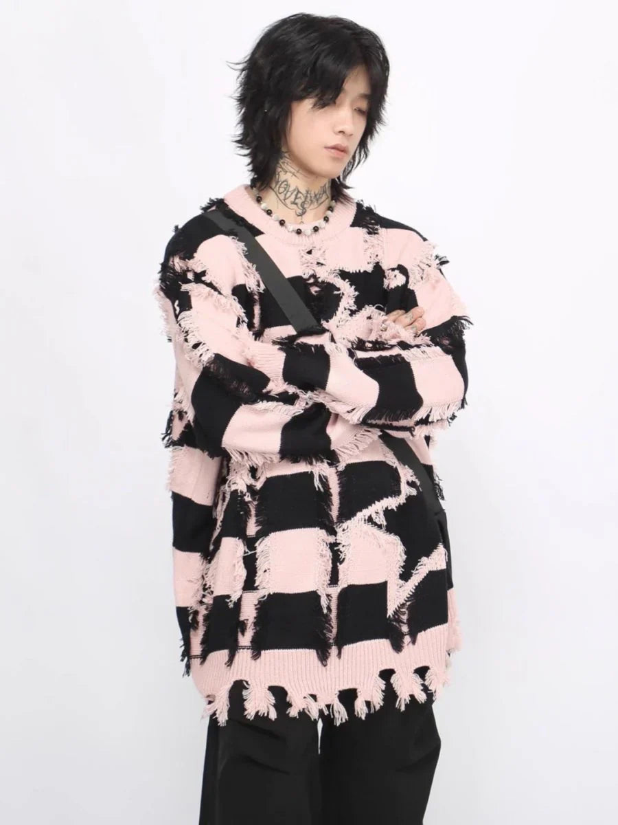 [MZ] 구멍 무늬 스트라이프 캐주얼 니트웨어 ST1046