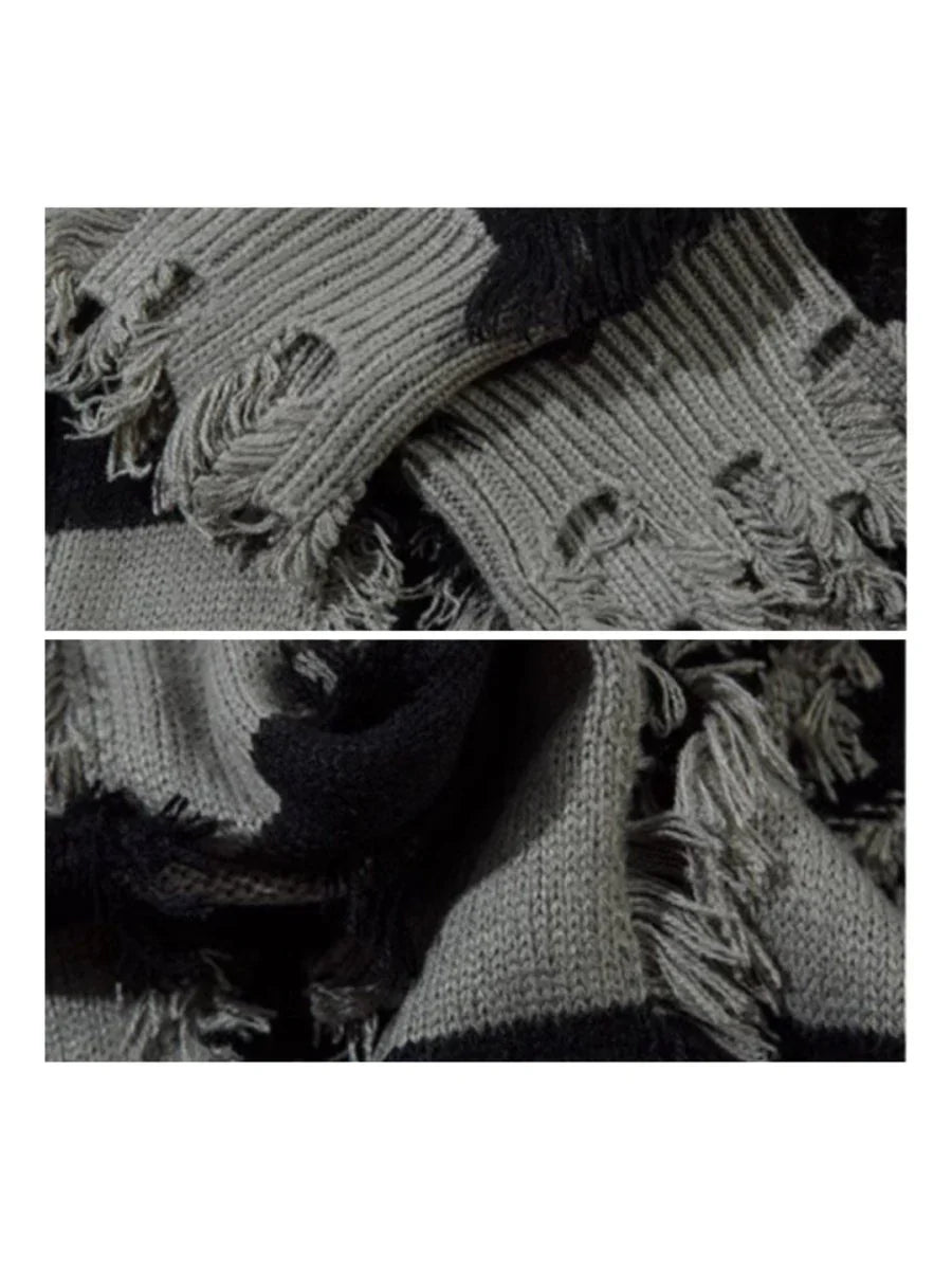 [MZ] 구멍 무늬 스트라이프 캐주얼 니트웨어 ST1046