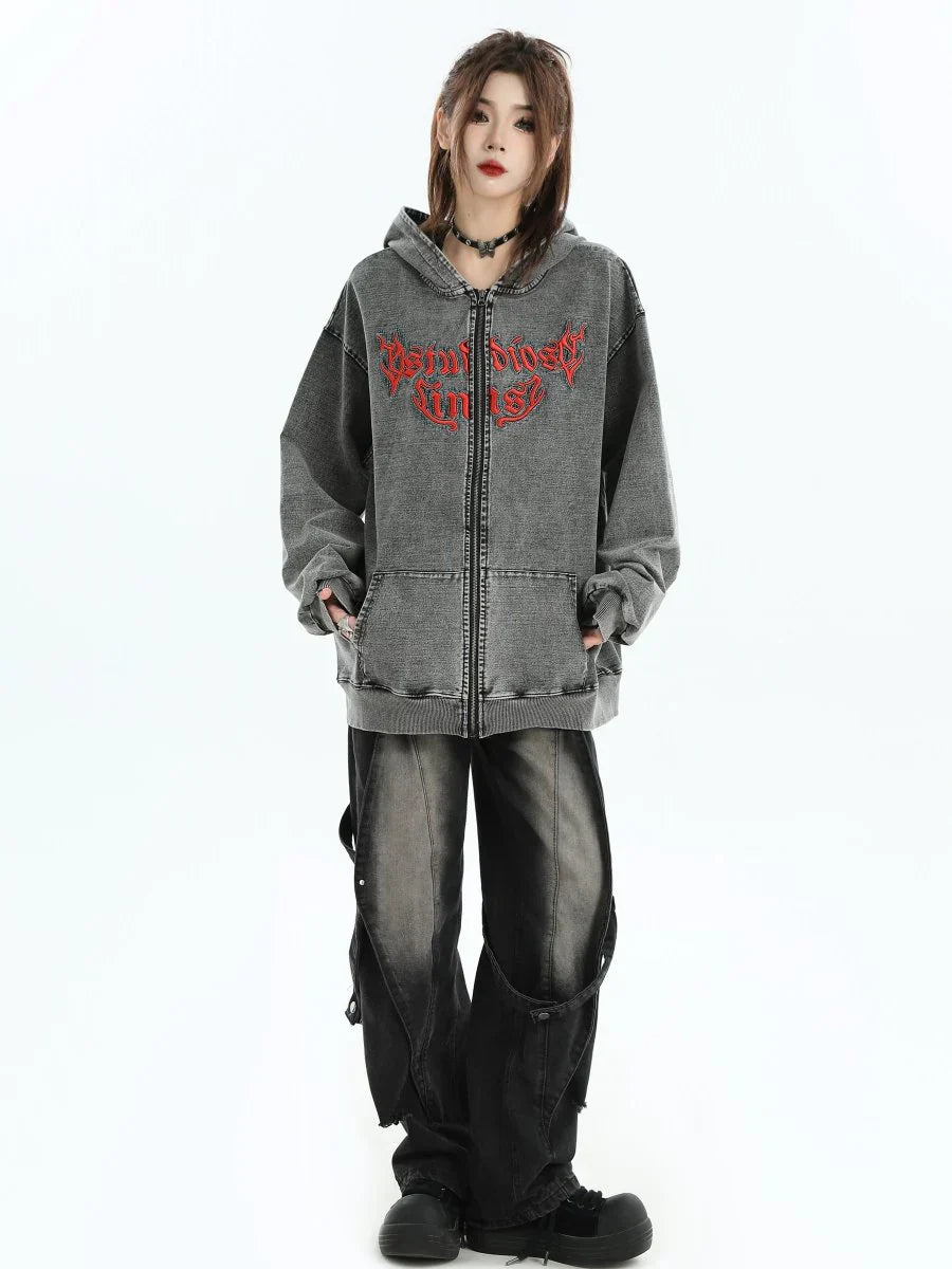 [INSstudios] GOTHIC LETTER LOGO DENIM JACKET ST1248