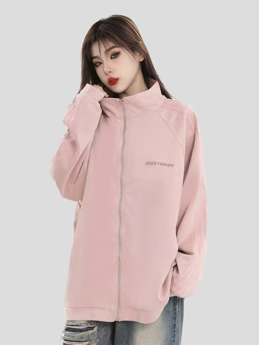 [INSstudios] STRIPED CASUAL ZIPPER JACKET ST1196