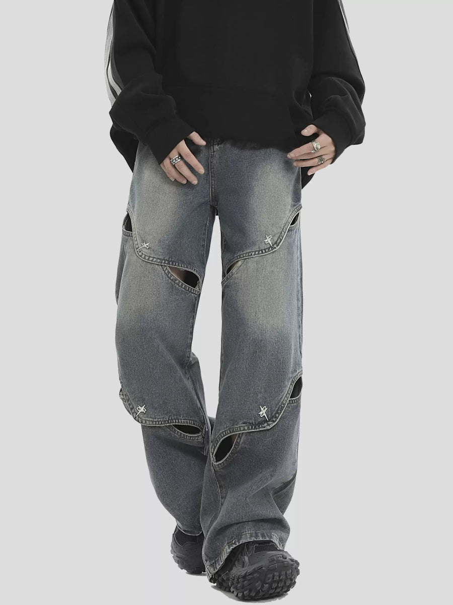 [INSstudios] METAL HOLE BREAKING JEANS ST1231