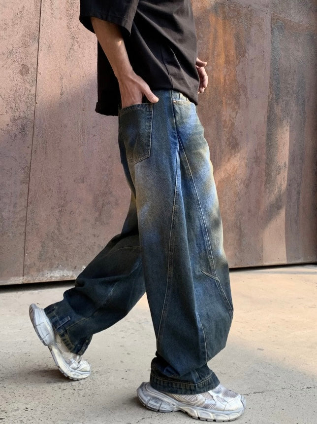 [MUGE ]VINTAGE WASHED WIDE-LEG JEANS ST1261