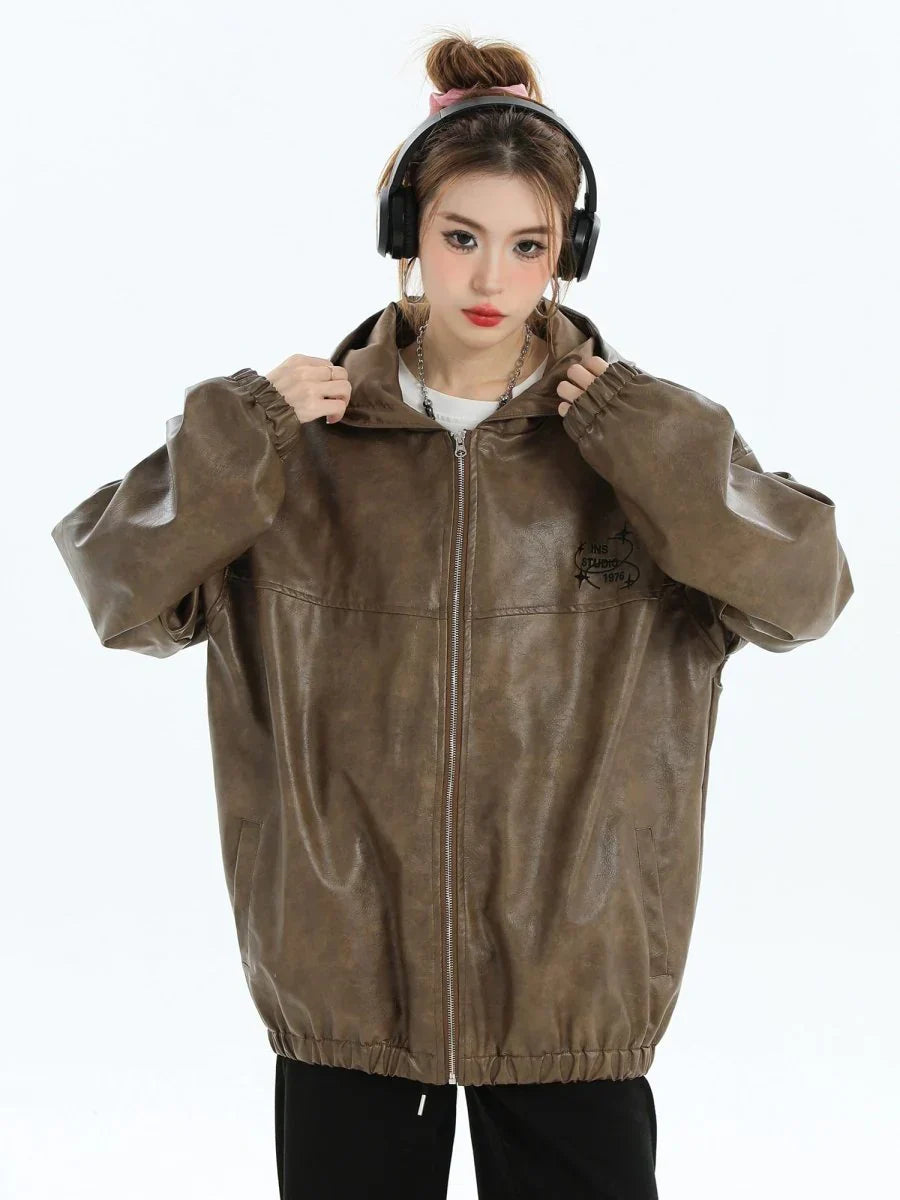 [INSstudios] PU LEATHER JACKET ST1204