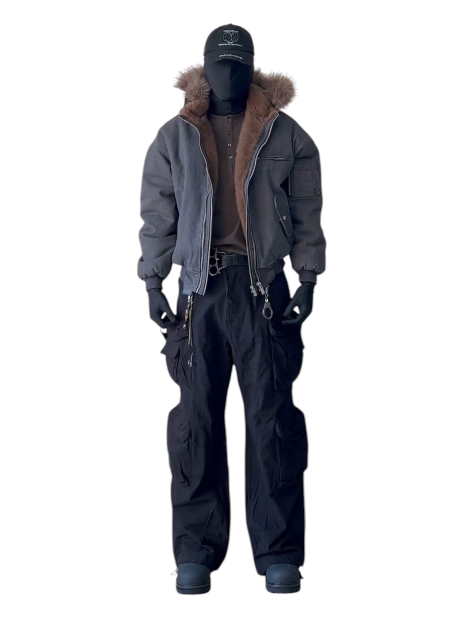 [Hermit] MULTI-ZIP FUR TRIM PADDED JACKET st5024