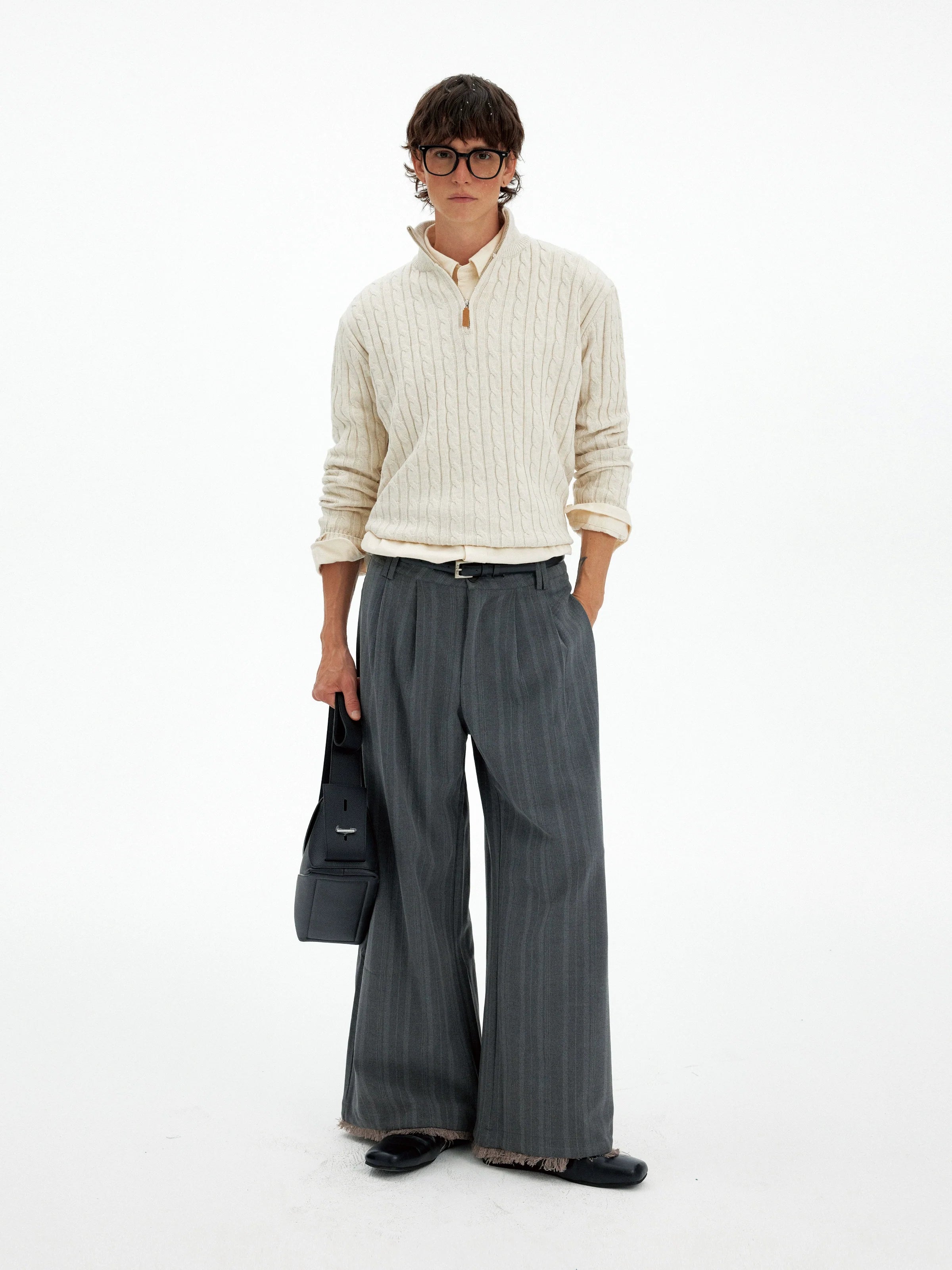 미국 레트로 스타일의 트위스트 하프 지퍼 스웨터, 남녀 공용, 가을/겨울 캐주얼, 느긋한 바람에 어울리는 부드럽고 윤기 있는 니트 스웨터, 트렌디한 디자인 