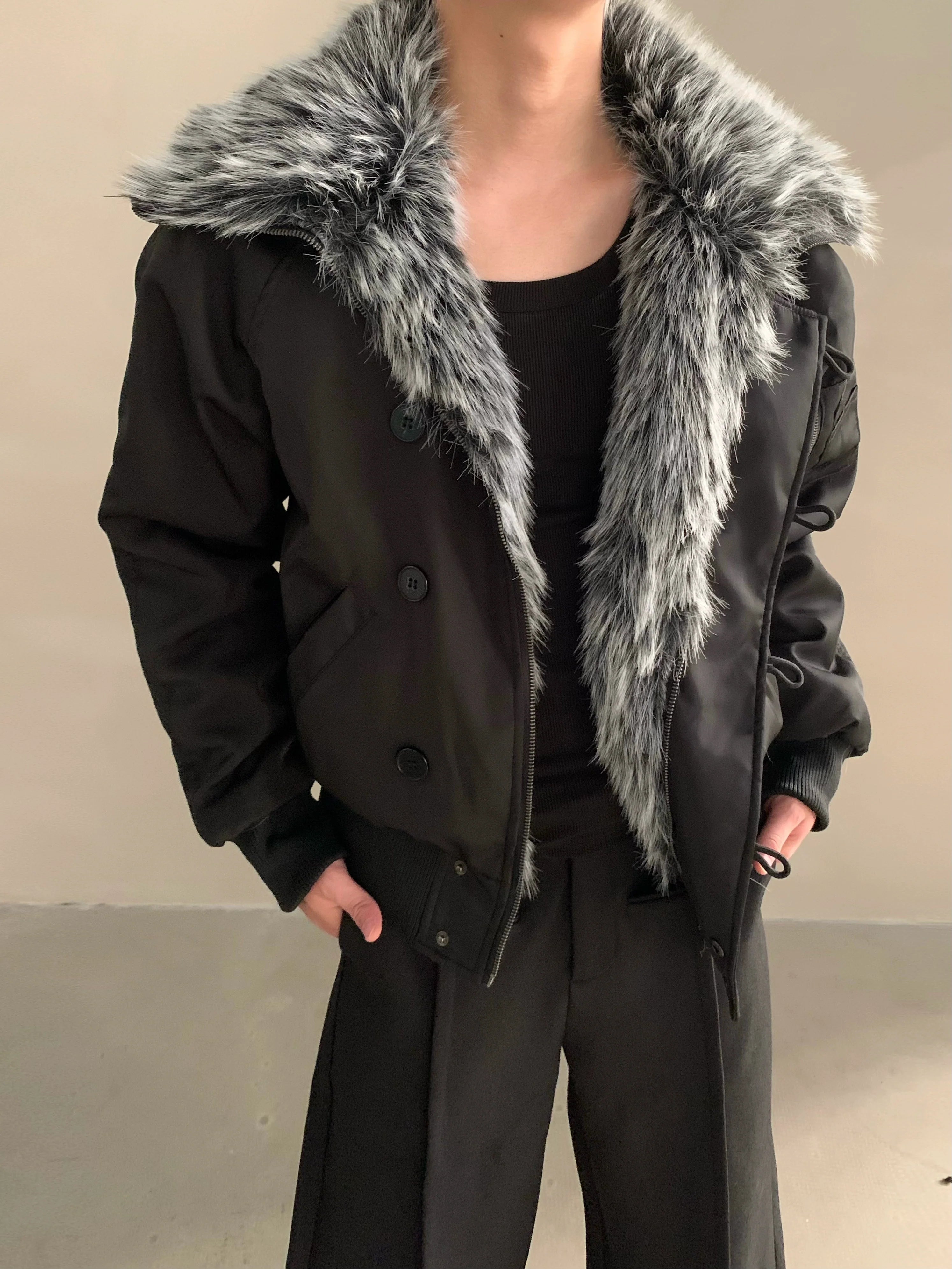 Winter fur collar mountain carving cotton clothes men's thickened warm cotton-padded jacket loose high-end jacket