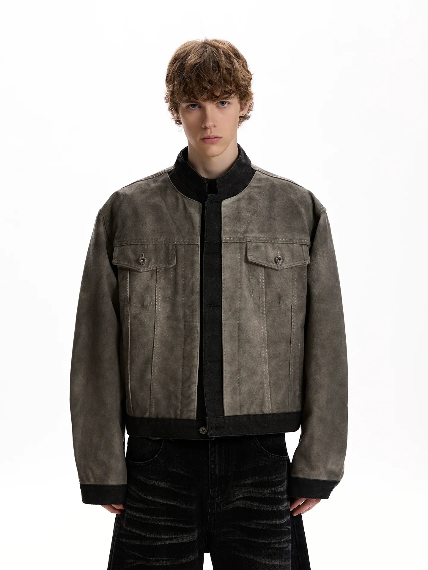 Old stitched fake two-piece denim jacket SIN0956