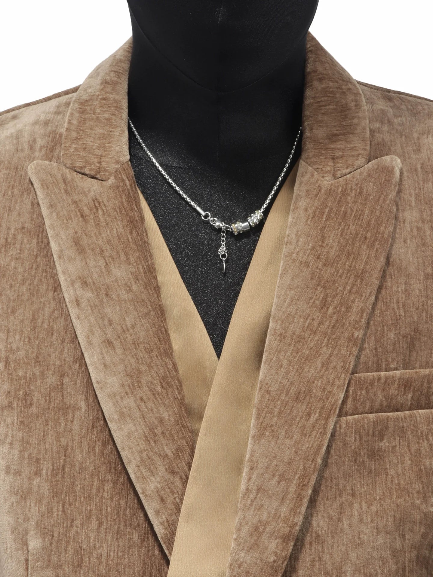 Autumn and winter chenille suit men's Korean version of ruffian handsome corduroy splicing blazer