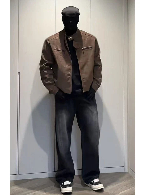 약간 통통한 핏의 워싱 처리된 레트로 스타일 남성용 루즈핏 블랙 팬츠, 봄/가을에 활용하기 좋은 빅사이즈 스키미터 진